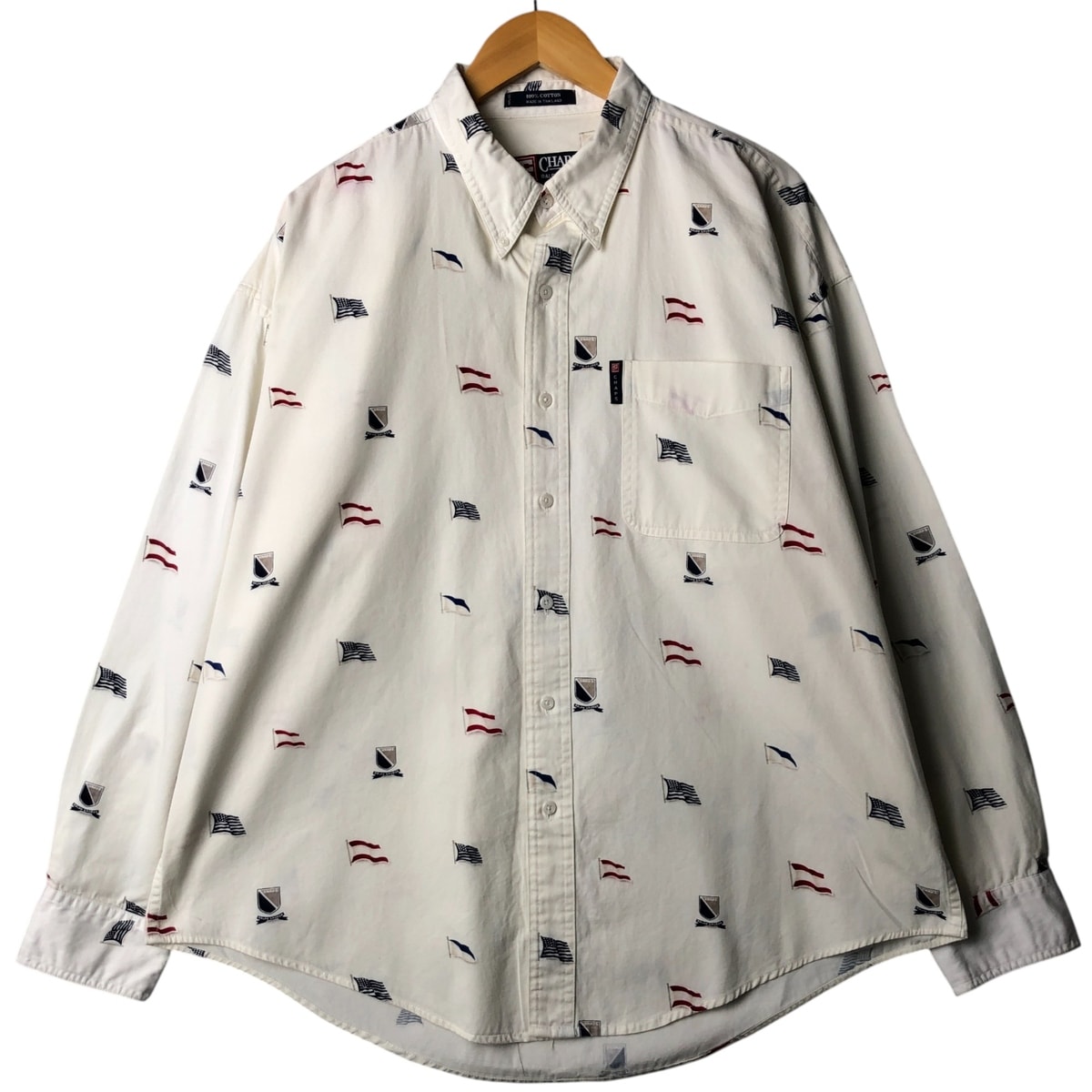 古着 ラルフローレン Ralph Lauren CHAPS チャップス 国旗柄 長袖 ボタンダウンシャツ メンズXL相当/eaa567474