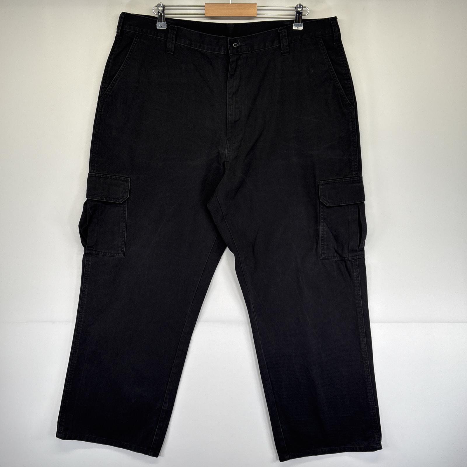 古着 ディッキーズ Dickies ワークパンツ カーゴパンツ ワンポイントロゴ ストレート 作業着 ジッパーフライ w40 L32  ブラック メンズ