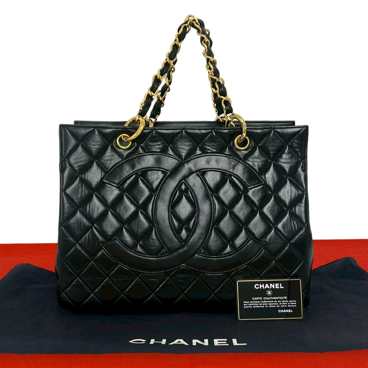 CHANEL シャネル マトラッセ ココマーク ラムスキン ハンドバッグ ブラック
 43888