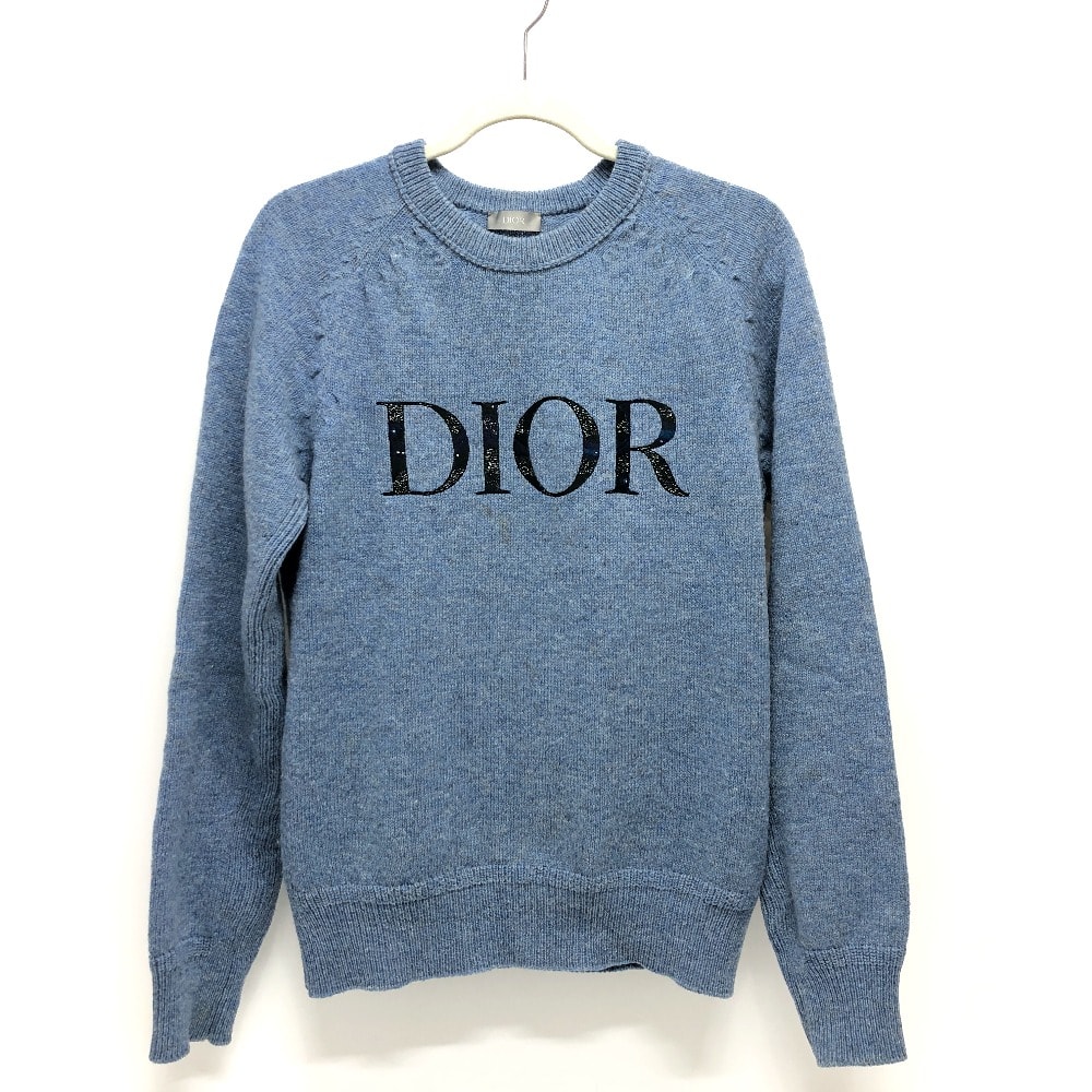 ディオール Dior ピータードイグ Peter Doig 143M657AT296 ロゴ ニットセーター アパレル トップス 長袖 セーター ウール ブルー
