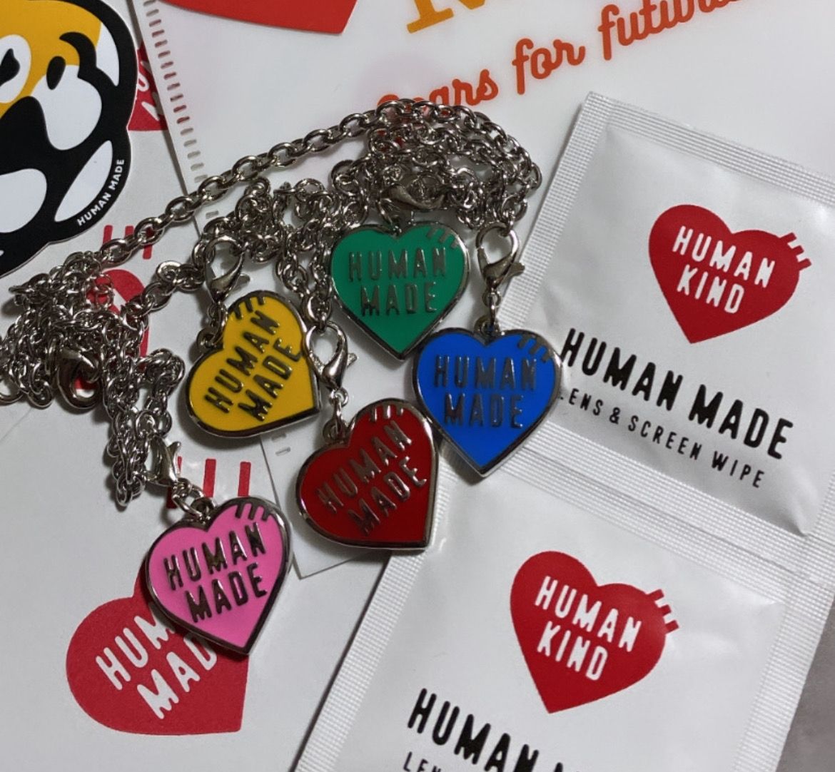 HUMAN MADE FIVE HEART NECKLACE "Silver"