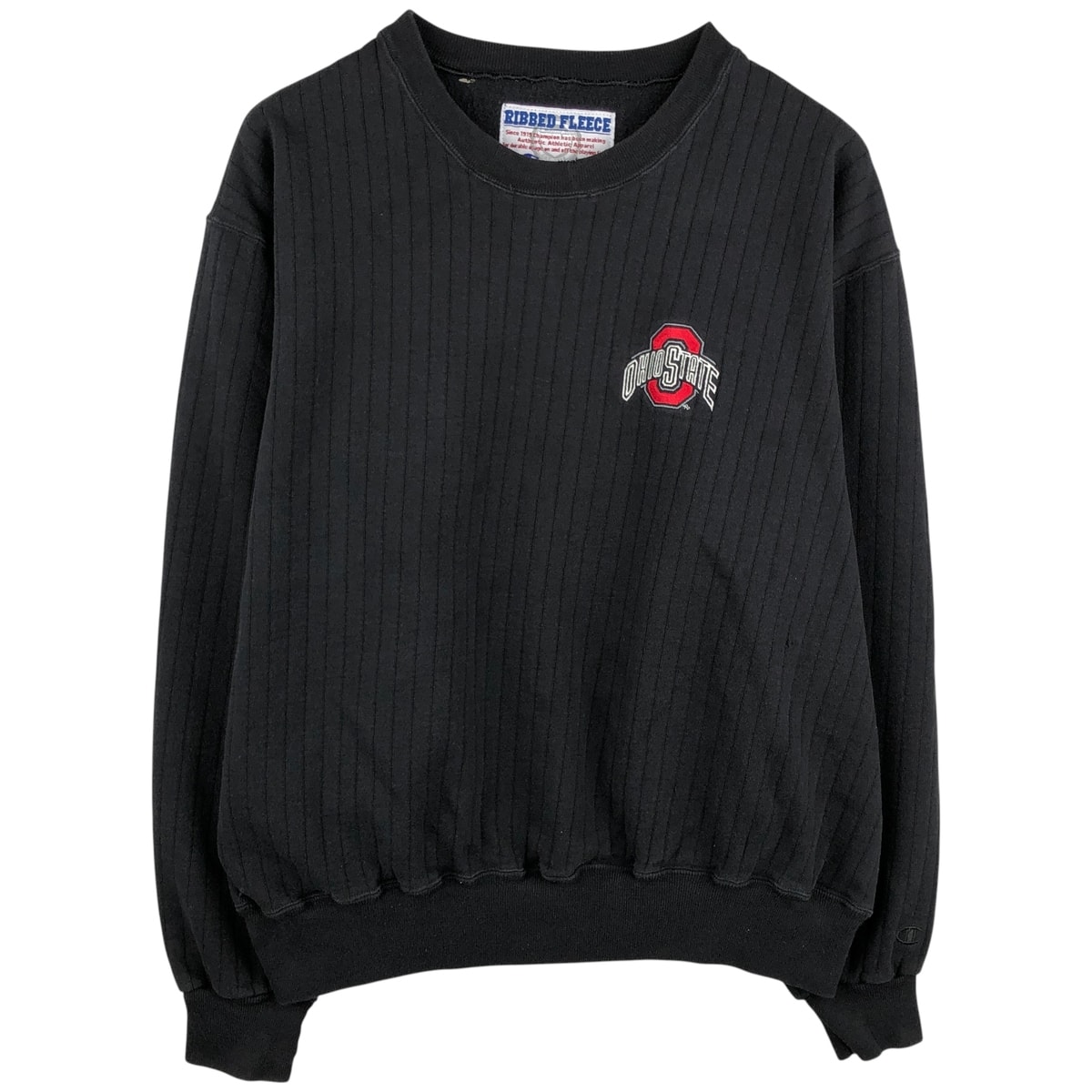 古着 チャンピオン Champion RIBBED FIEECE ストライプ柄 OHIO STATE オハイオ州立大学 カレッジスウェットシャツ トレーナー メンズXL相当/eaa610620