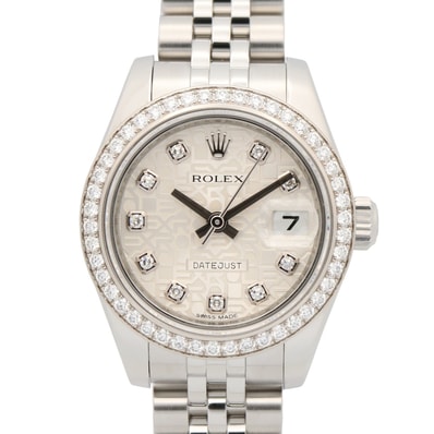 ロレックス ROLEX デイトジャスト ダイヤベゼル/10Pダイヤ ランダム番 腕時計 時計 K18WG(ホワイトゴールド) ステンレススチール ダイヤモンド レディース シルバー系 コンピューター/ジュビリー 179384G