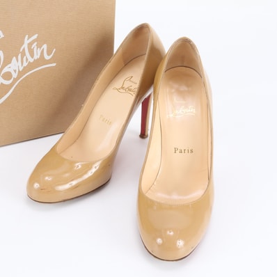 ■美品 クリスチャンルブタン 37 24cm ベージュ レッドソール