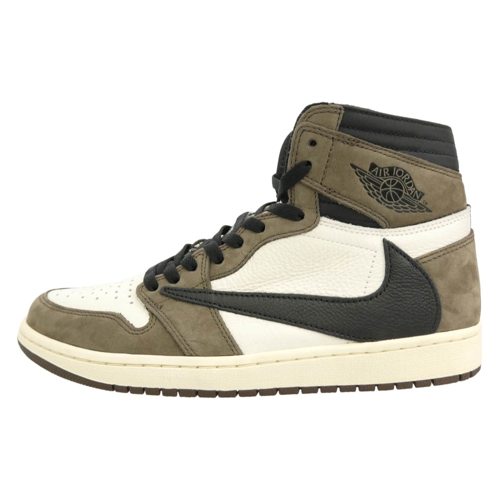 NIKE ナイキ CD4487-100 × Travis Scott 【フェイクバスターズ鑑定済】Air Jordan 1 Retro High OG TS SP Sail Dark Mocha AJ1 【極上美品】【中古】