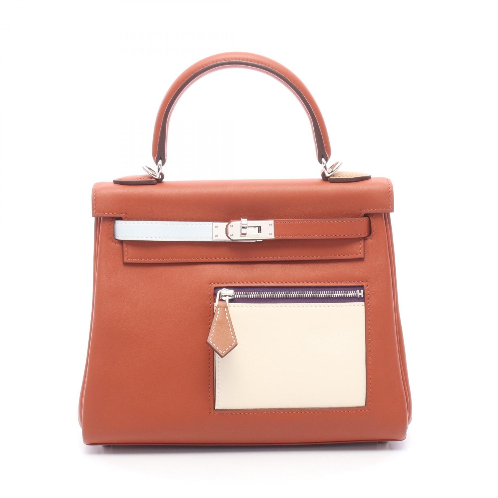 エルメス HERMES ケリー25 カラーマティック 内縫い 2WAY ハンドバッグ バッグ レザー ヴォースイフト ヴォースイフト キュイーブル U刻印(2022年製造) レディース ブラウン系 / マルチカラー 【中古】