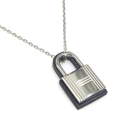 エルメス HERMES ネックレス O’Kelly オーケリーPM メタル/レザー シルバー/ブラック レディース【中古】 e60707i
