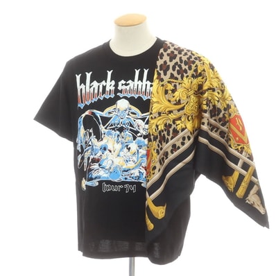 【中古】【未使用】ジュンヤワタナベ マン JUNYA WATANABE MAN 2025年春夏 BLACK SABBATH シルクスカーフ 半袖Tシャツ ブラック【サイズS】【メンズ】