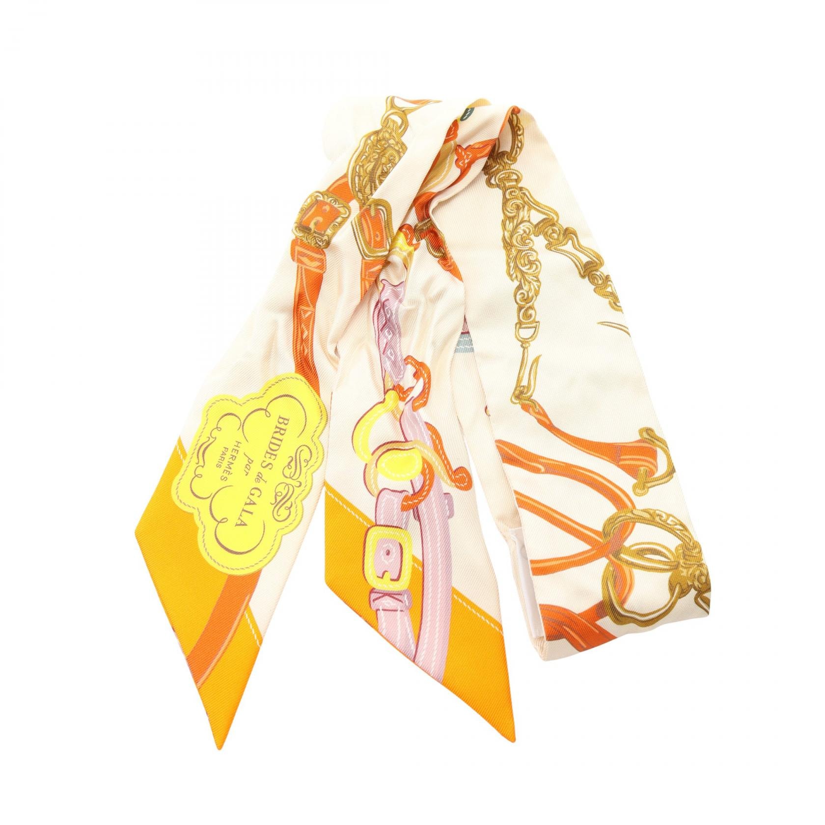 エルメス HERMES ツイリー BRIDES de GALA リボン スカーフ 衣料品 シルク シルク レディース アイボリー系 / マルチカラー 【中古】