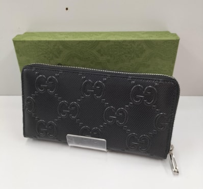 GUCCI GG Embossed Zip Around Wallet "Black"