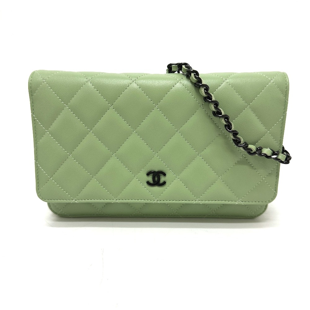 シャネル CHANEL ココマーク クラシック AP0250 マトラッセ チェーンウォレット ショルダーバッグ ラムスキン ライトグリーン グリーン 未使用