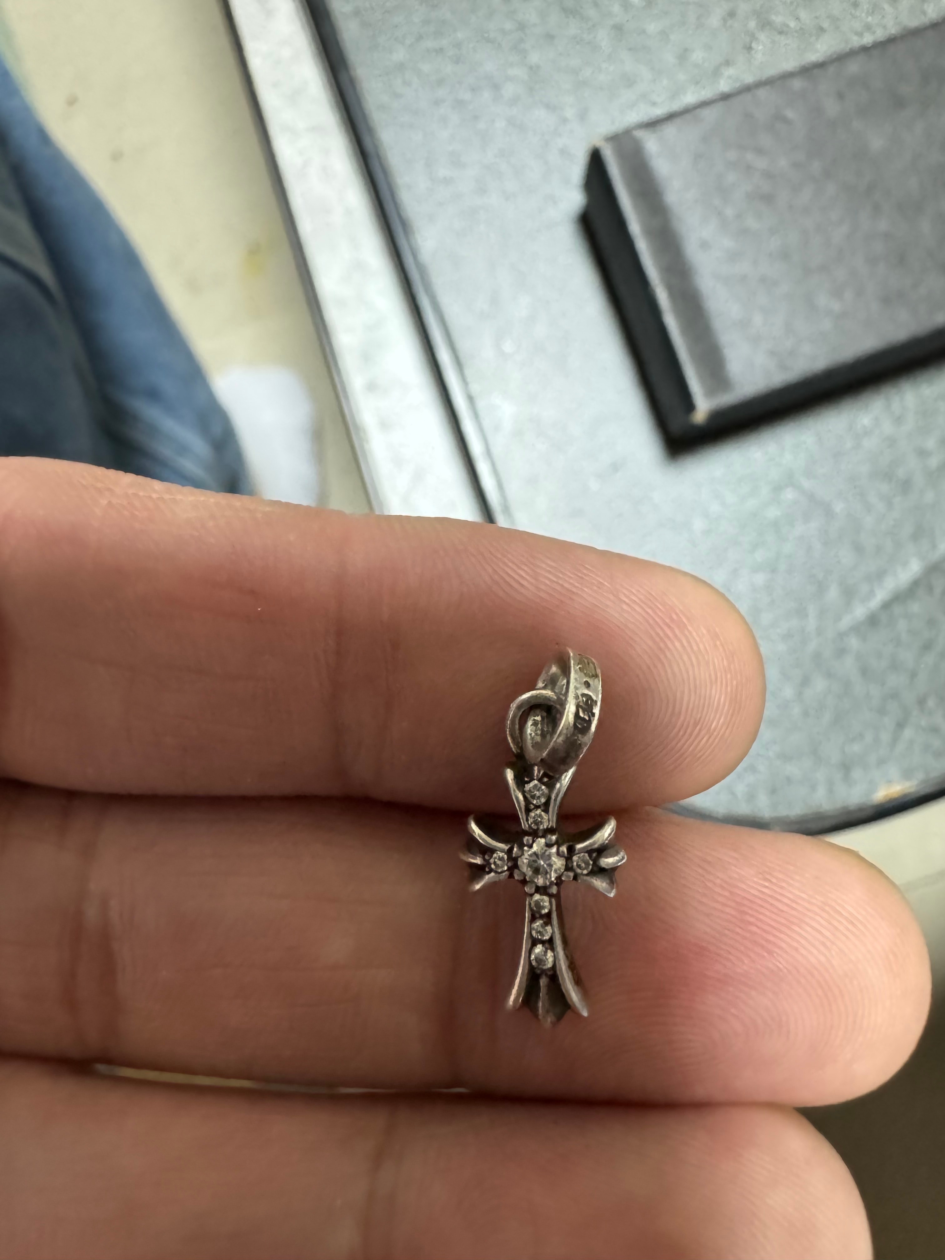 Chrome Hearts Cross Baby Fat Charm Pave Diamond "Silver"
