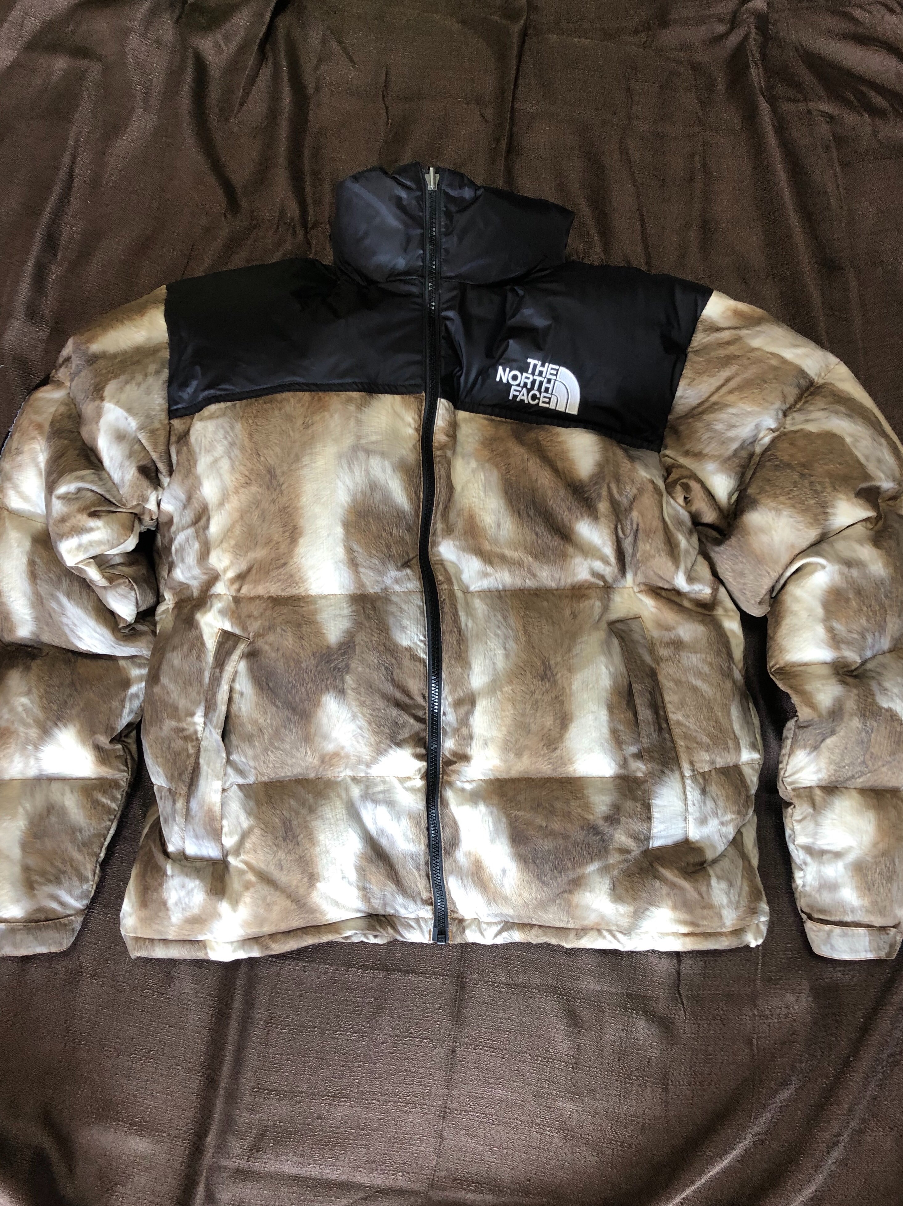 Supreme x The North Face Fur Print Nuptse Jacket "Brown"