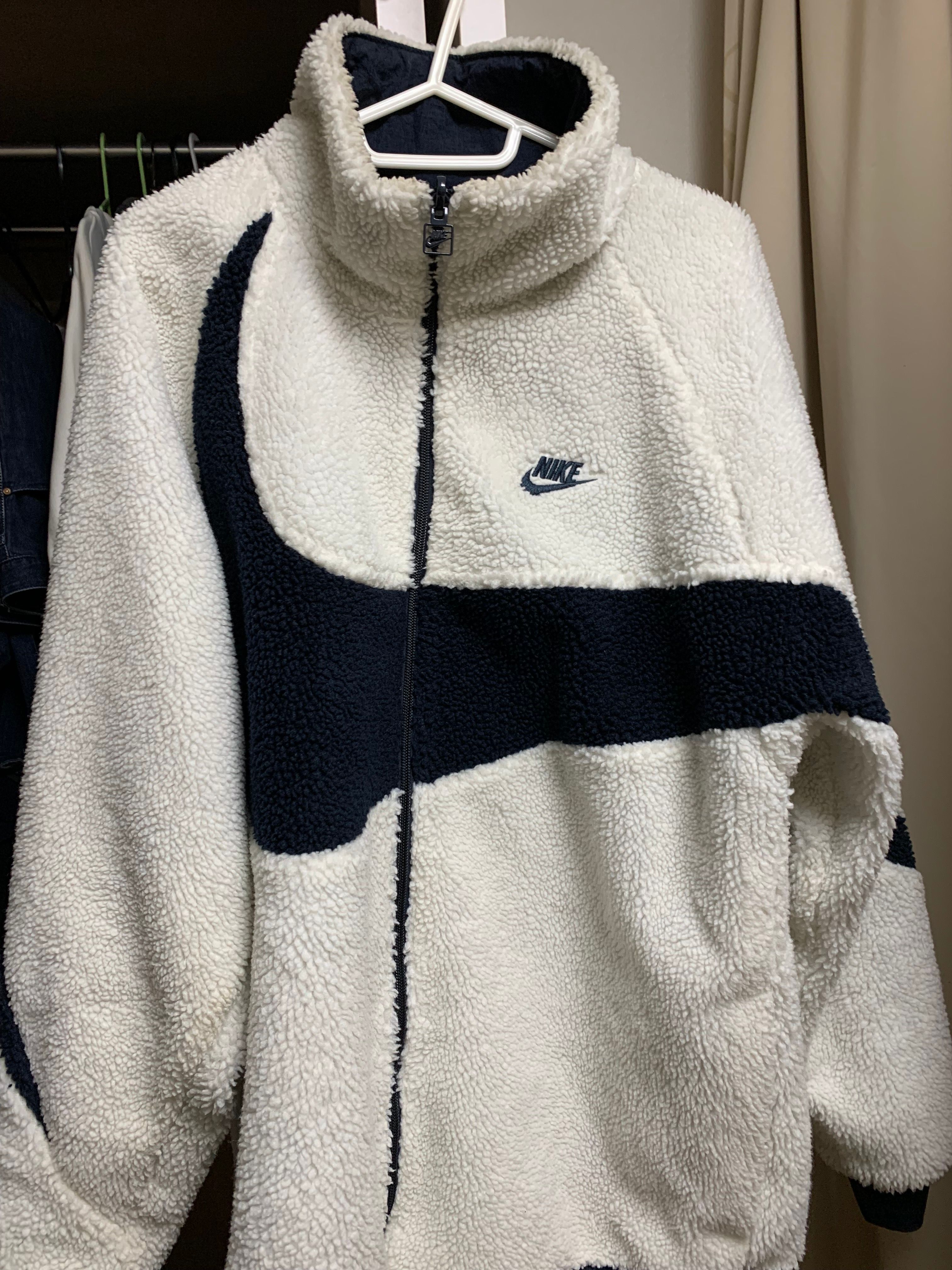 Nike Big Swoosh Reversible Boa Jacket "Sail/Dark Obsidian"