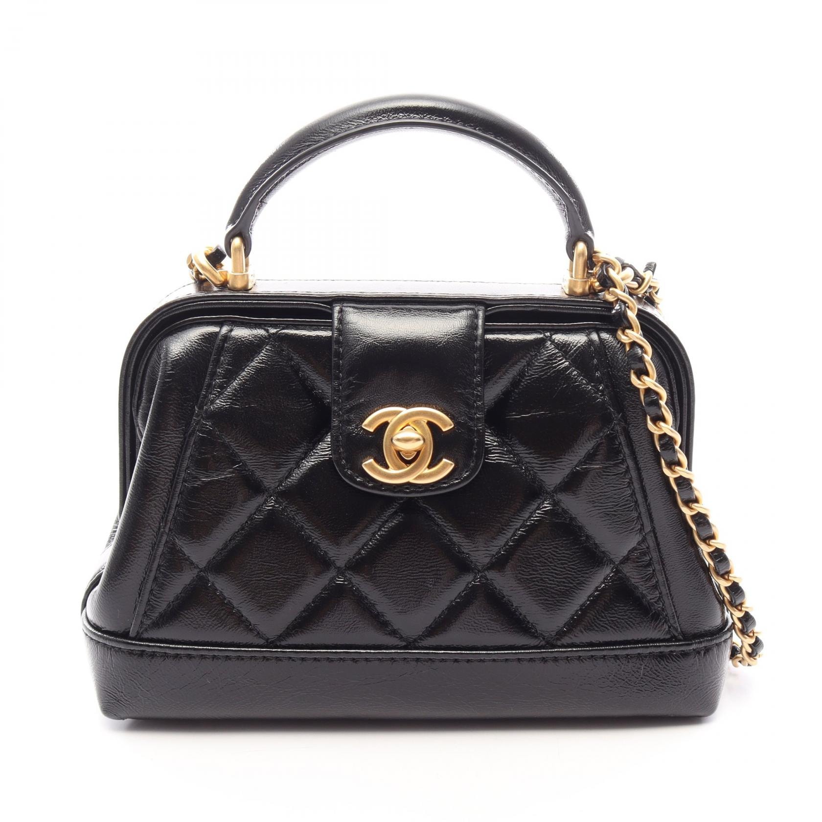 シャネル CHANEL マトラッセ トップハンドル 2WAY ショルダーバッグ バッグ レザー レディース ブラック系 AS4958 【中古】