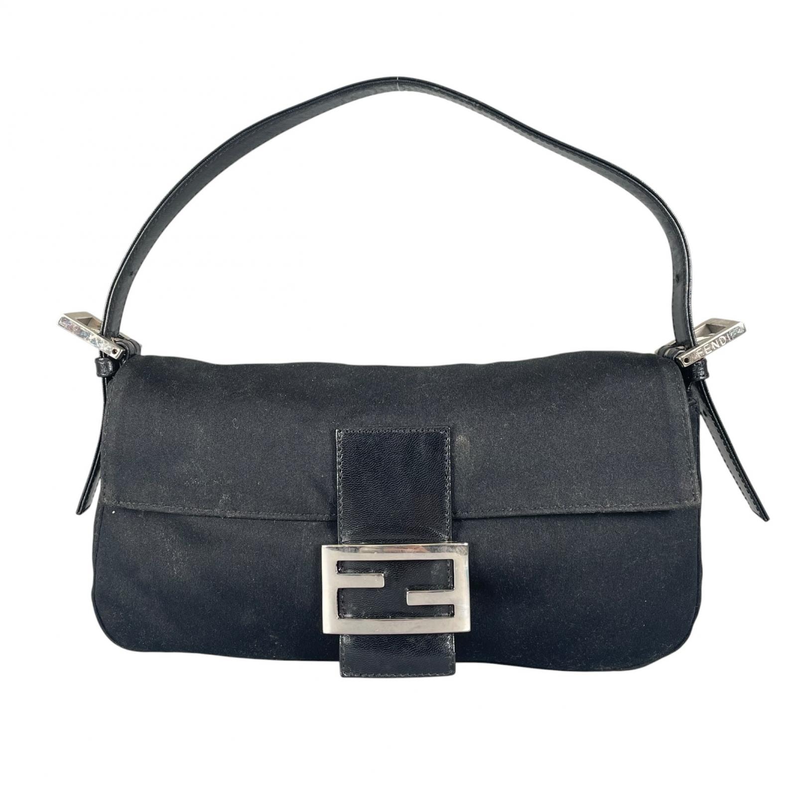 FENDI フェンディ マンマバゲット ハンドバッグ ジャージー ブラック レディース【中古】