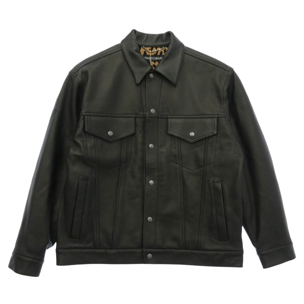 WACKO MARIA ワコマリア 25aw 25FWE-WMO-BL02 LEATHER TRUCKER JACKET レザー トラッカー ジャケット ブラック系 L【美品】【中古】