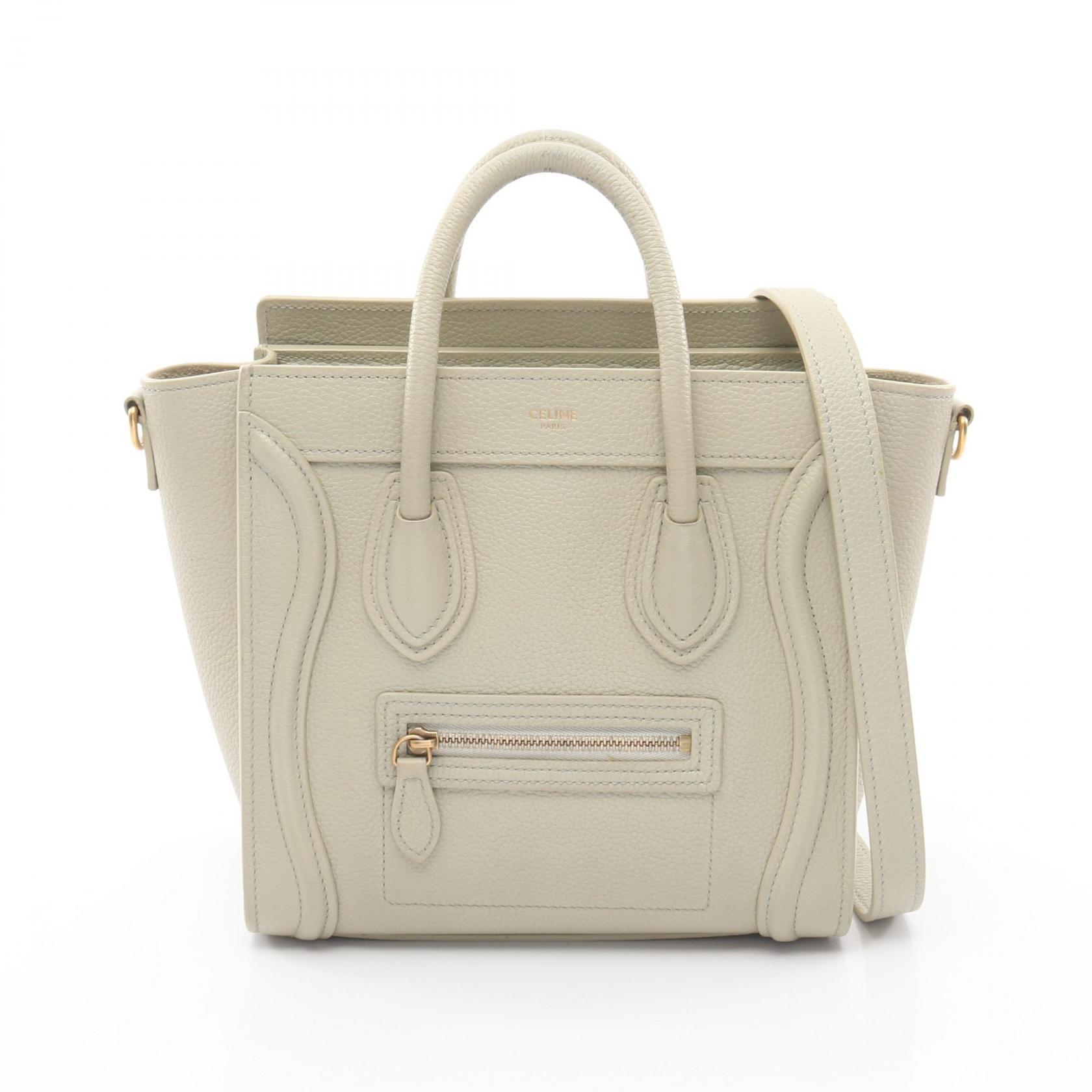 セリーヌ CELINE ラゲージ ナノショッパー ハンドバッグ バッグ レザー レディース グリーン系 189243 【中古】