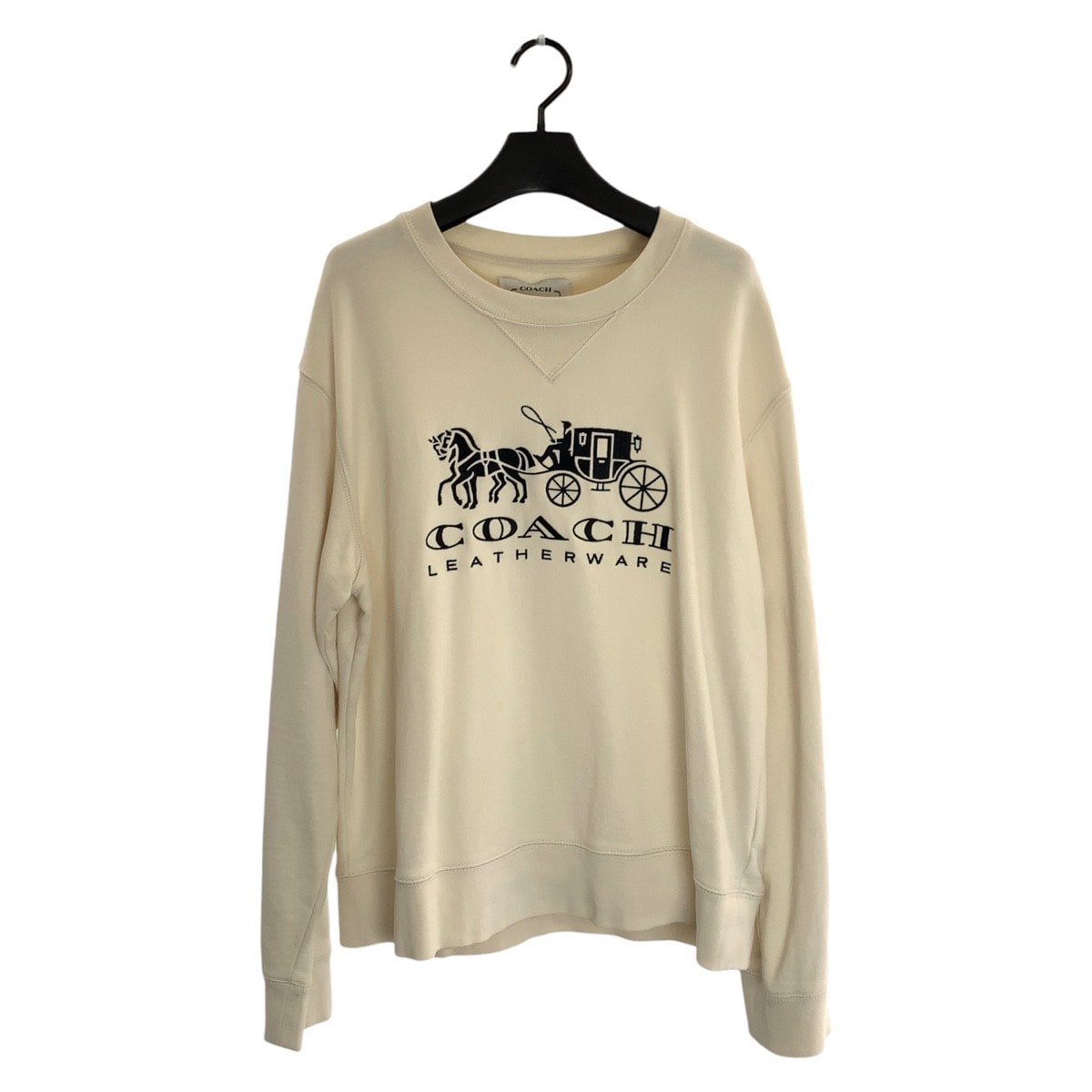 COACH コーチ ホース アンド キャリッジ サイズM アイボリー コットン クルーネック スウェット トレーナー 602749 【中古】