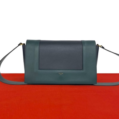 CELINE セリーヌ フレーム ミディアム レザー ショルダーバッグ ネイビー
64350