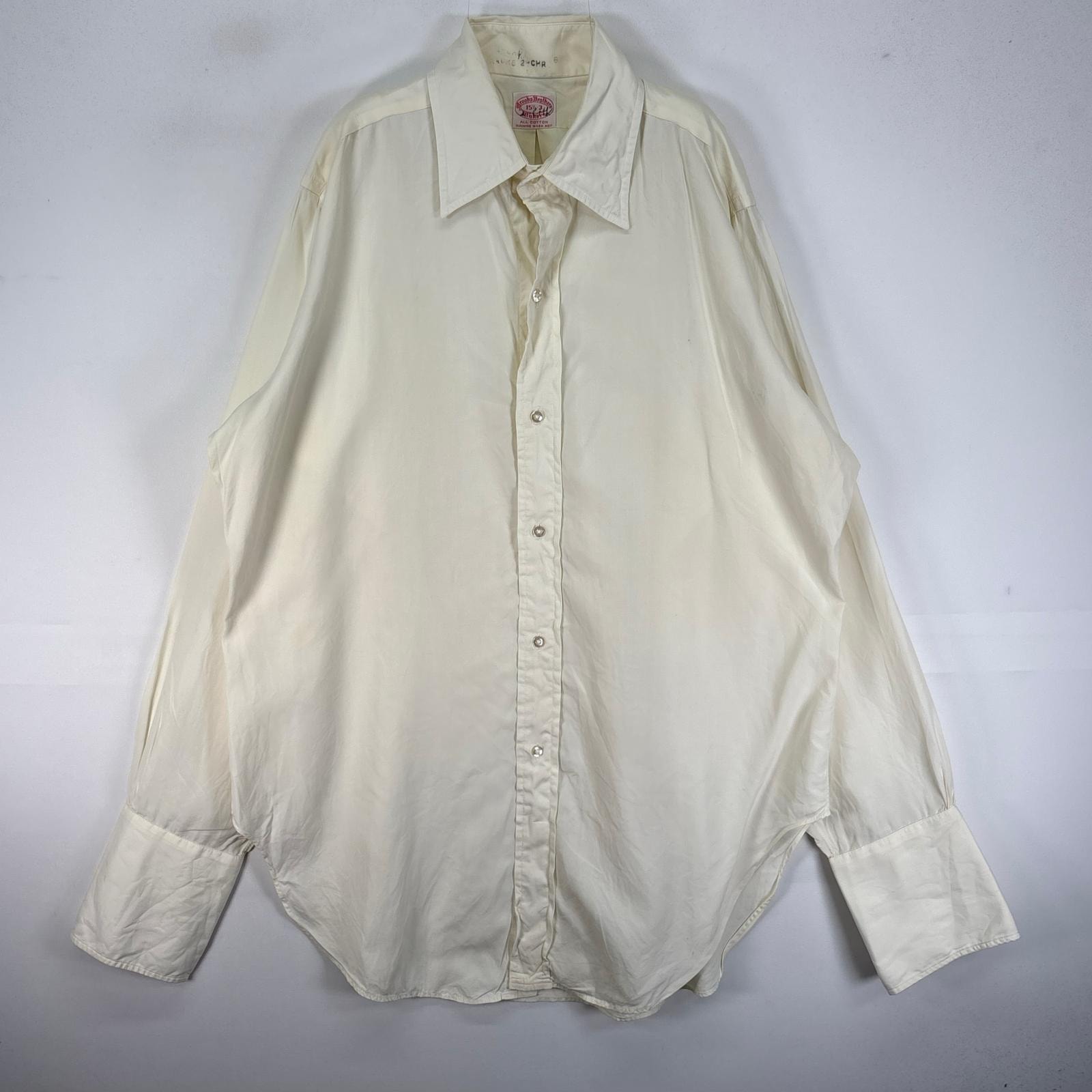 古着 60's/60年代 ヴィンテージ ブルックスブラザーズ Brooks Brothers 長袖シャツ Makers M イエロー系 無地 メンズ