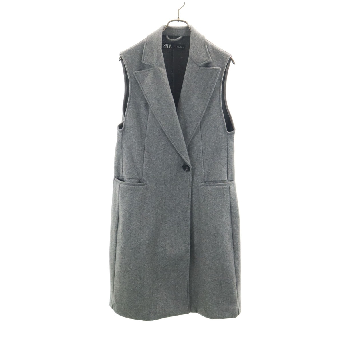 美品 ZARA ザラ ロング ベスト S グレー