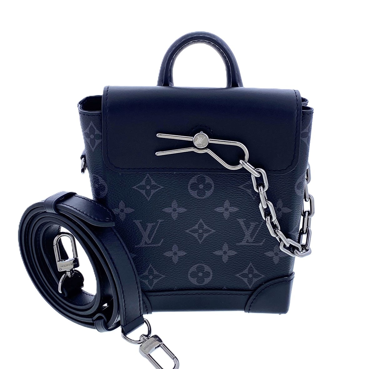 LOUIS VUITTON ルイ・ヴィトン ナノ スチーマー ショルダーバッグ M82774 モノグラムエクリプス ブラック メンズ【中古】