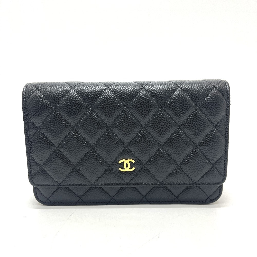 シャネル CHANEL ココマーク チェーンウォレット AP0250 カバン バッグ ショルダーバッグ キャビアスキン ブラック 未使用