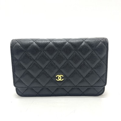 シャネル CHANEL ココマーク チェーンウォレット AP0250 カバン バッグ ショルダーバッグ キャビアスキン ブラック 未使用