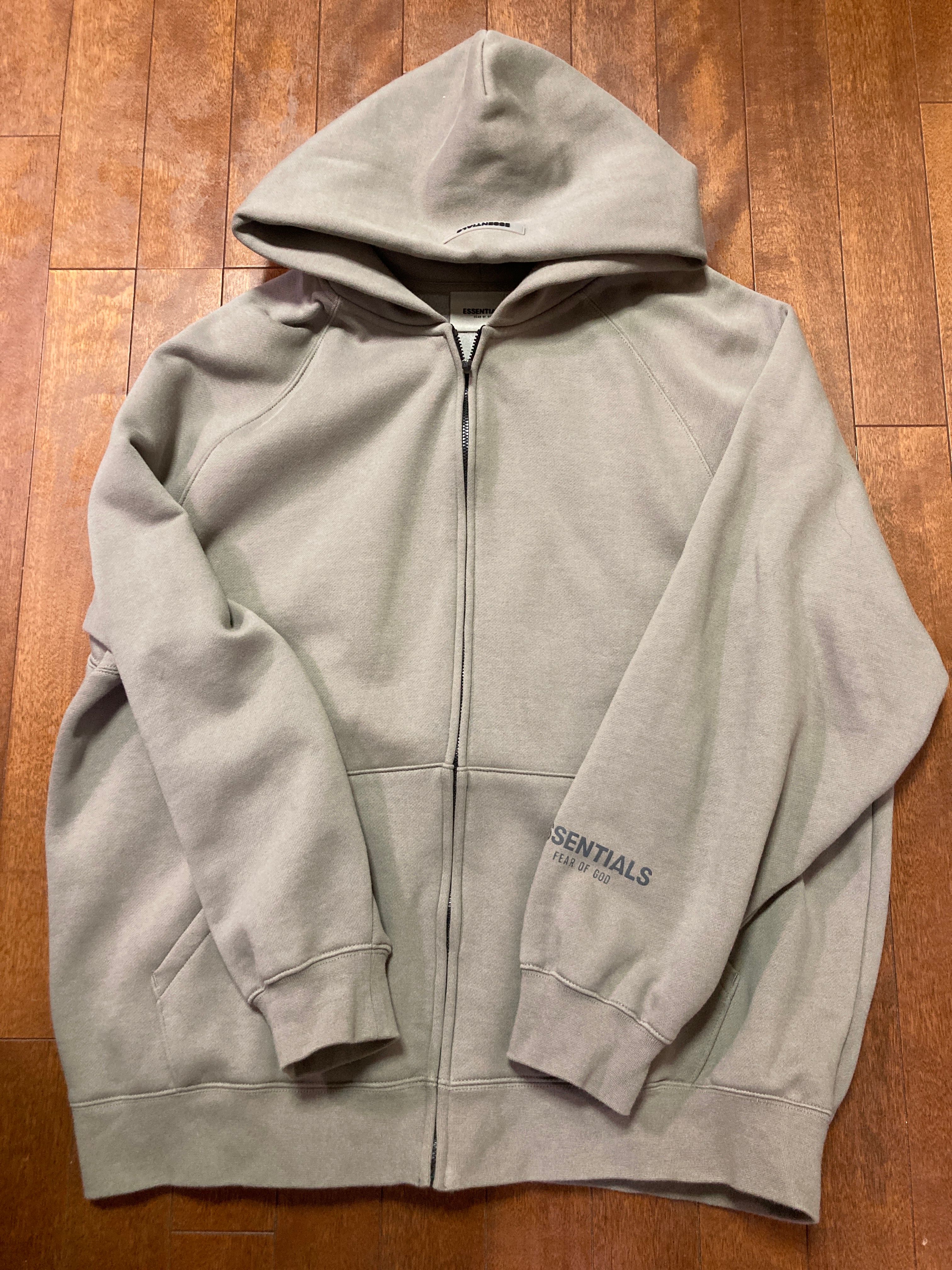 FEAR OF GOD ESSENTIALS 3D Silicon Applique Full Zip Up Hoodie "Gray Flannel/Charcoal"
