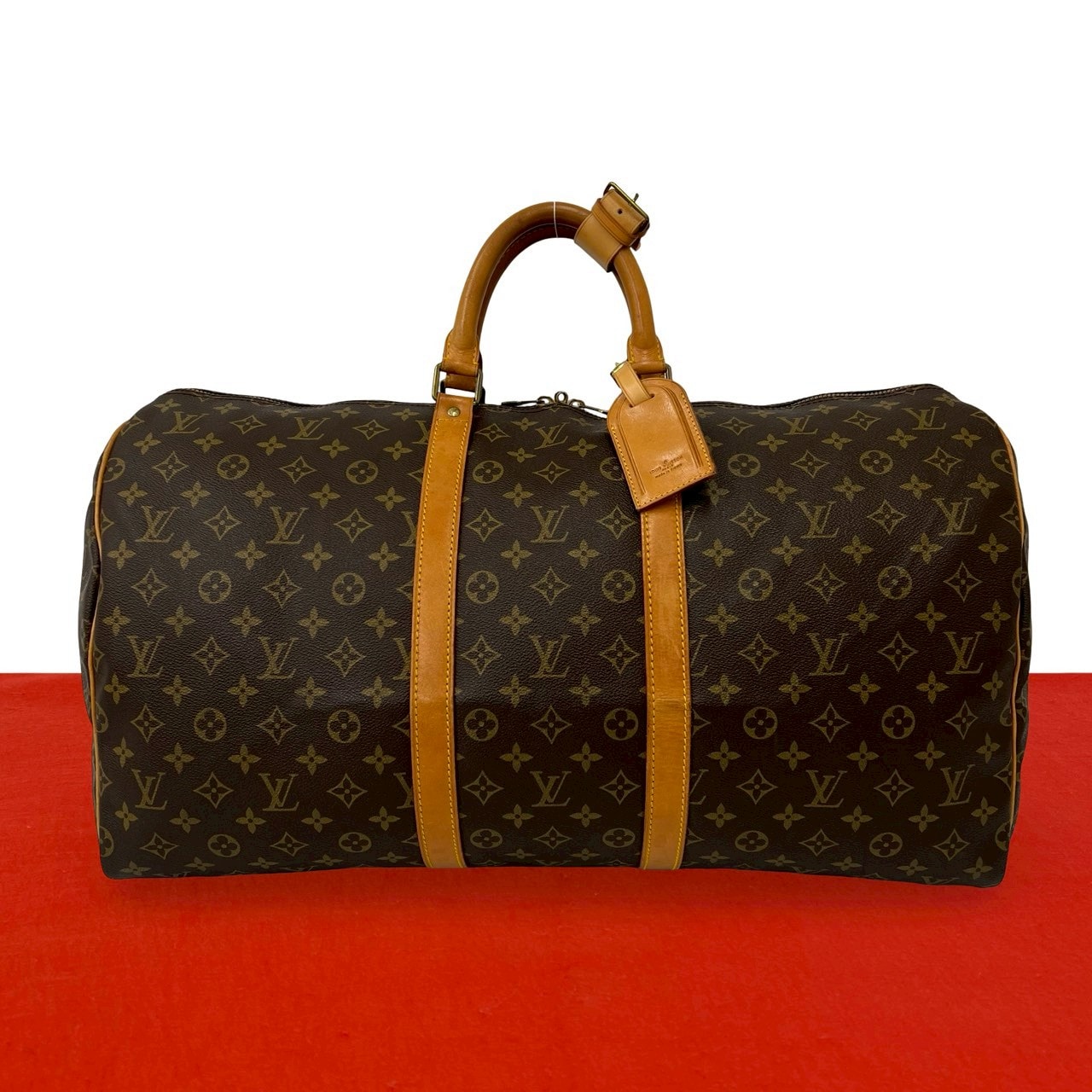 LOUIS VUITTON ルイヴィトン キーポル 55 モノグラム レザー PVC ボストンバッグ ブラウン
 51943