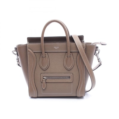 セリーヌ CELINE ラゲージ ナノショッパー 2WAY ハンドバッグ バッグ レザー レディース ブラウン系 【中古】