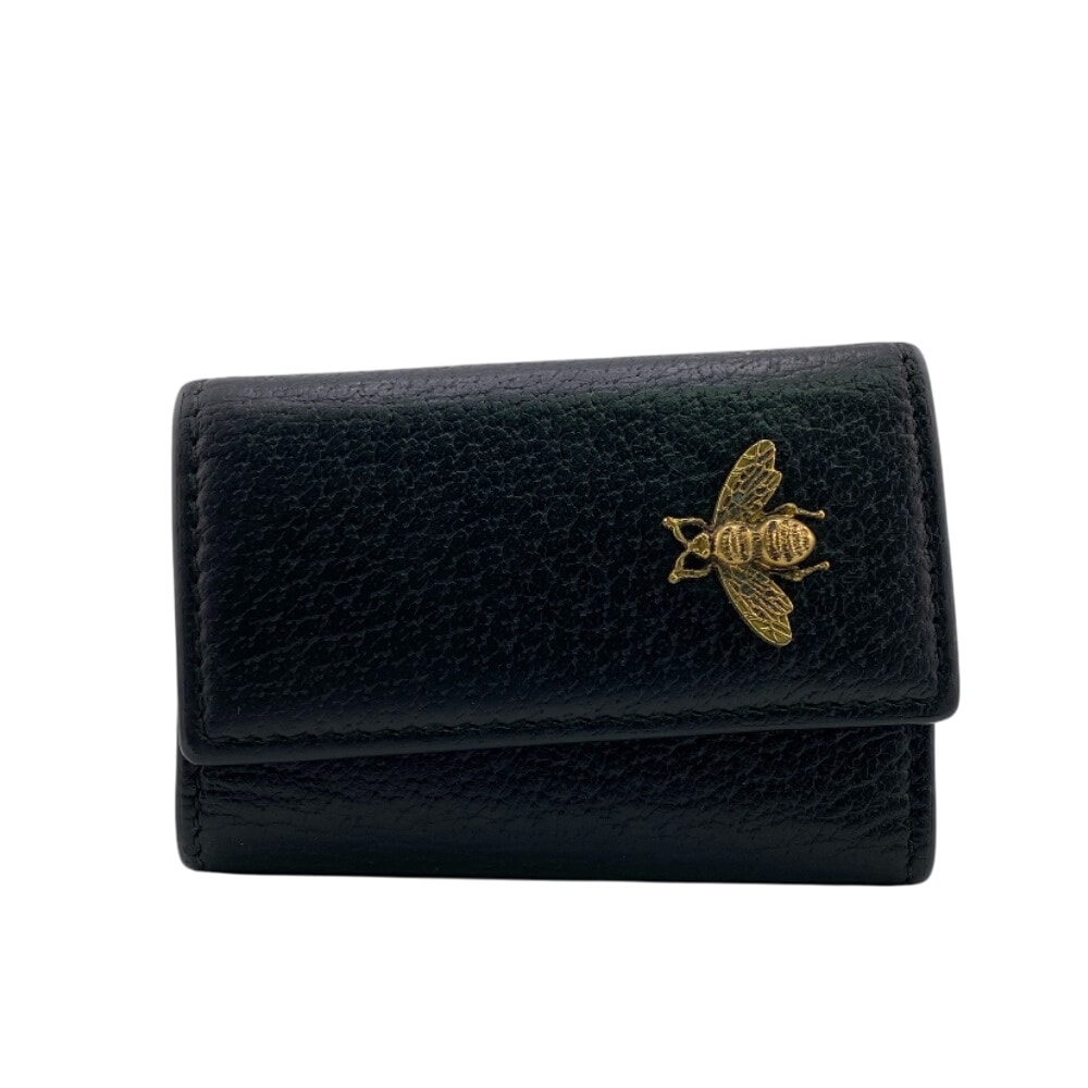 美品 グッチ アニマリエ ビー キーケース レザー ブラック グッチ 6連 キーケース ブラック アニマリエ メタルビー 523683 2091