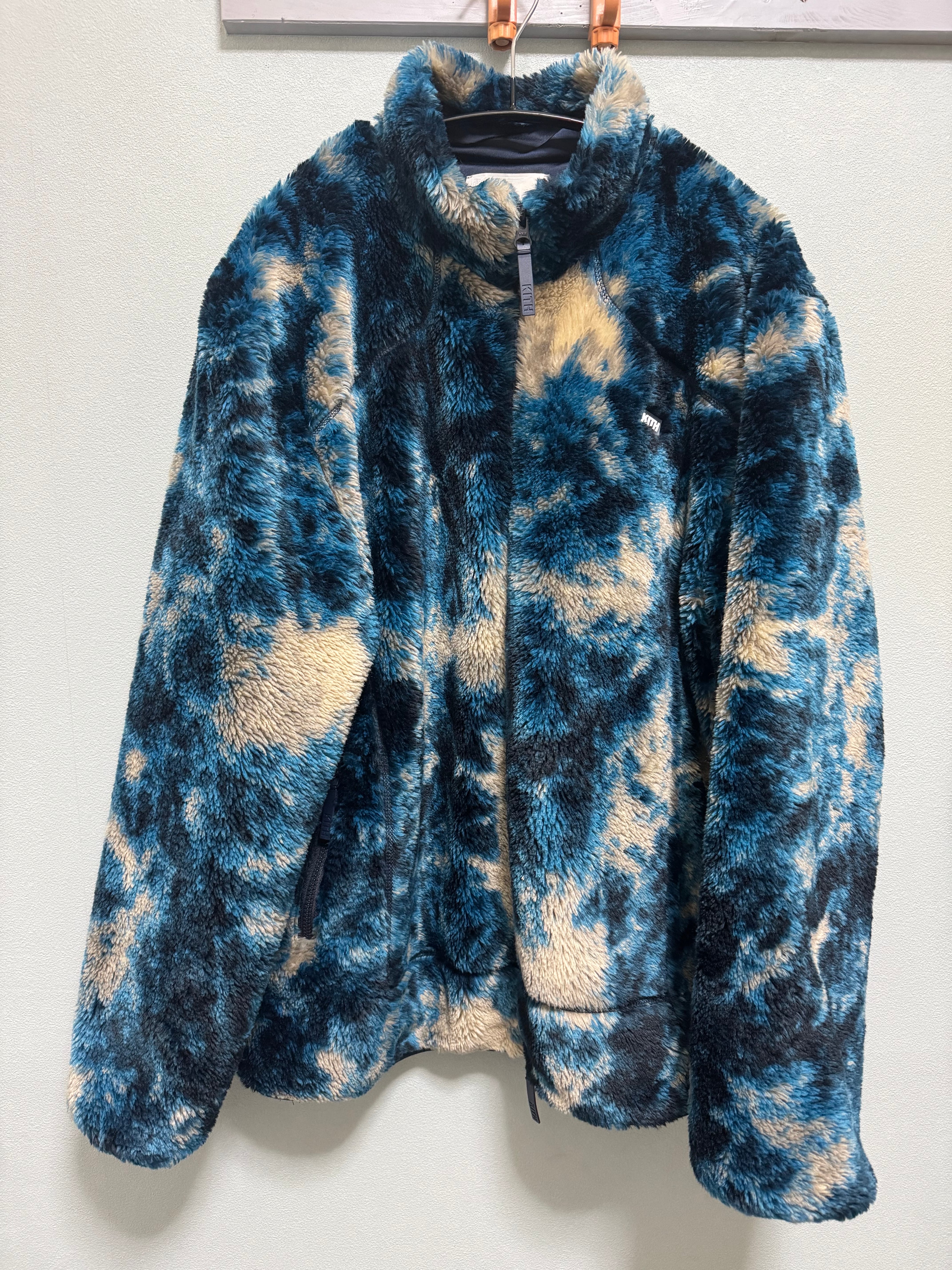 Kith Ice Dye Harper Vintage Sherpa Full Zip Jacket "Indigo"