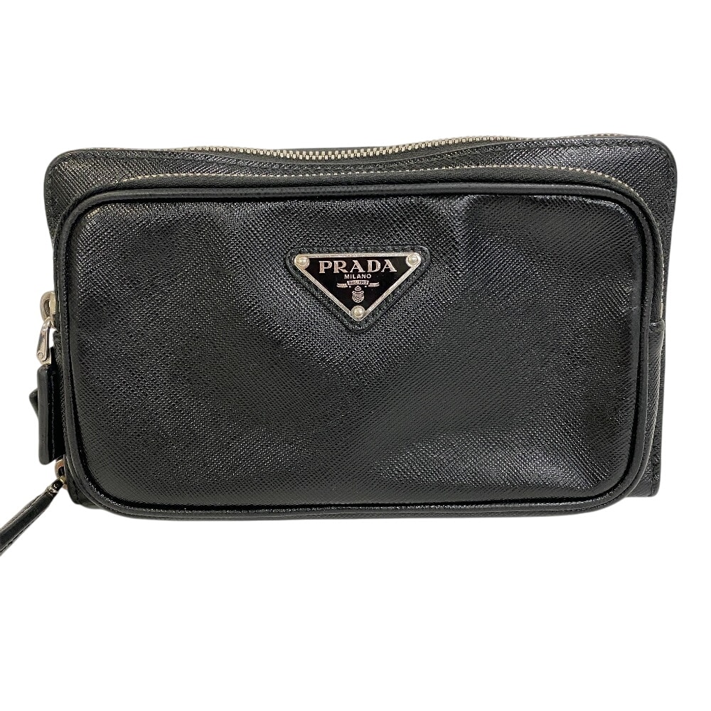 プラダ PRADA ボディバッグ 三角ロゴプレート ウエストポーチ 2VH156 ブラック