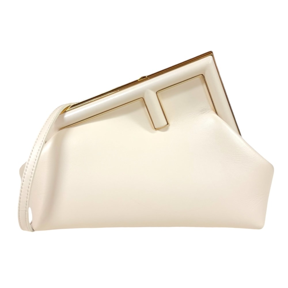 フェンディ ファーストスモール ショルダーバッグ レザー 8BP129 ホワイト レディース FENDI 中古