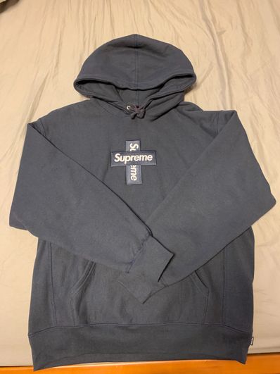 Supreme Cross Box Logo Hooded Sweatshirt "Navy"