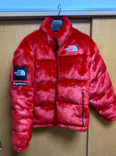 Supreme x The North Face Faux Fur Nuptse Jacket "Red"