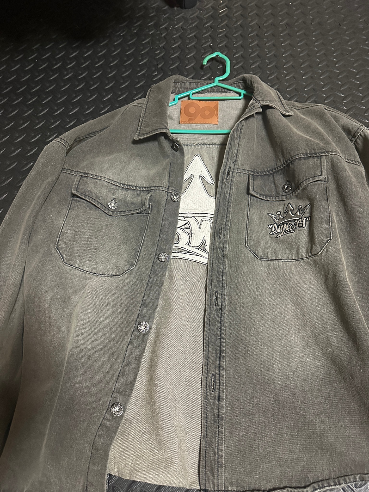 9090 King Logo Denim L/S Shirts "GRAY"