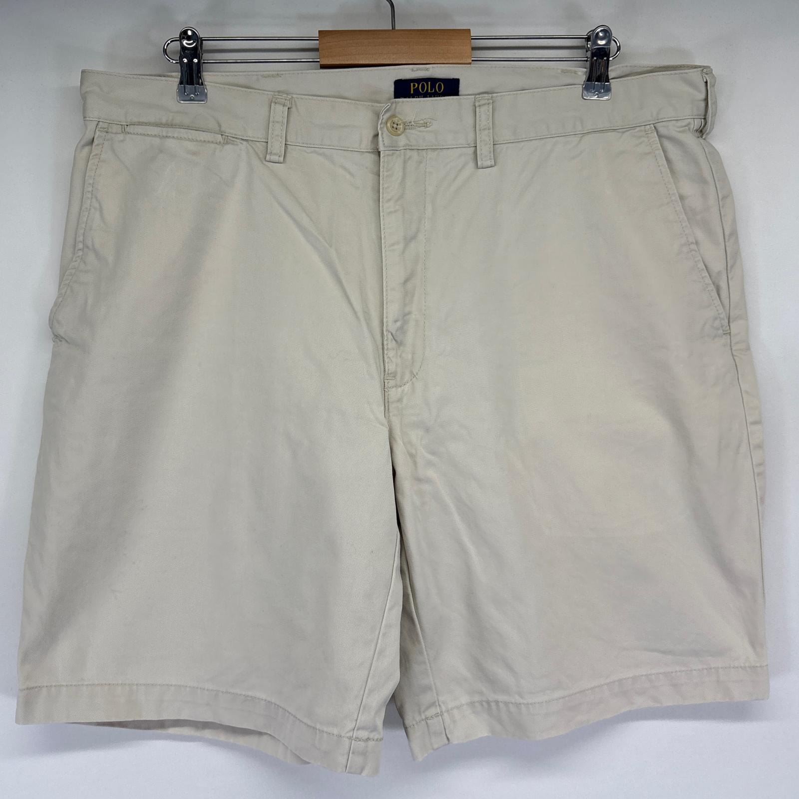 古着 ポロ・ラルフローレン POLO RALPH LAUREN ショートパンツ チノパン ハーフ 短パン ワンポイントロゴ 半ズボン 大きいサイズ w38 アイボリー メンズ