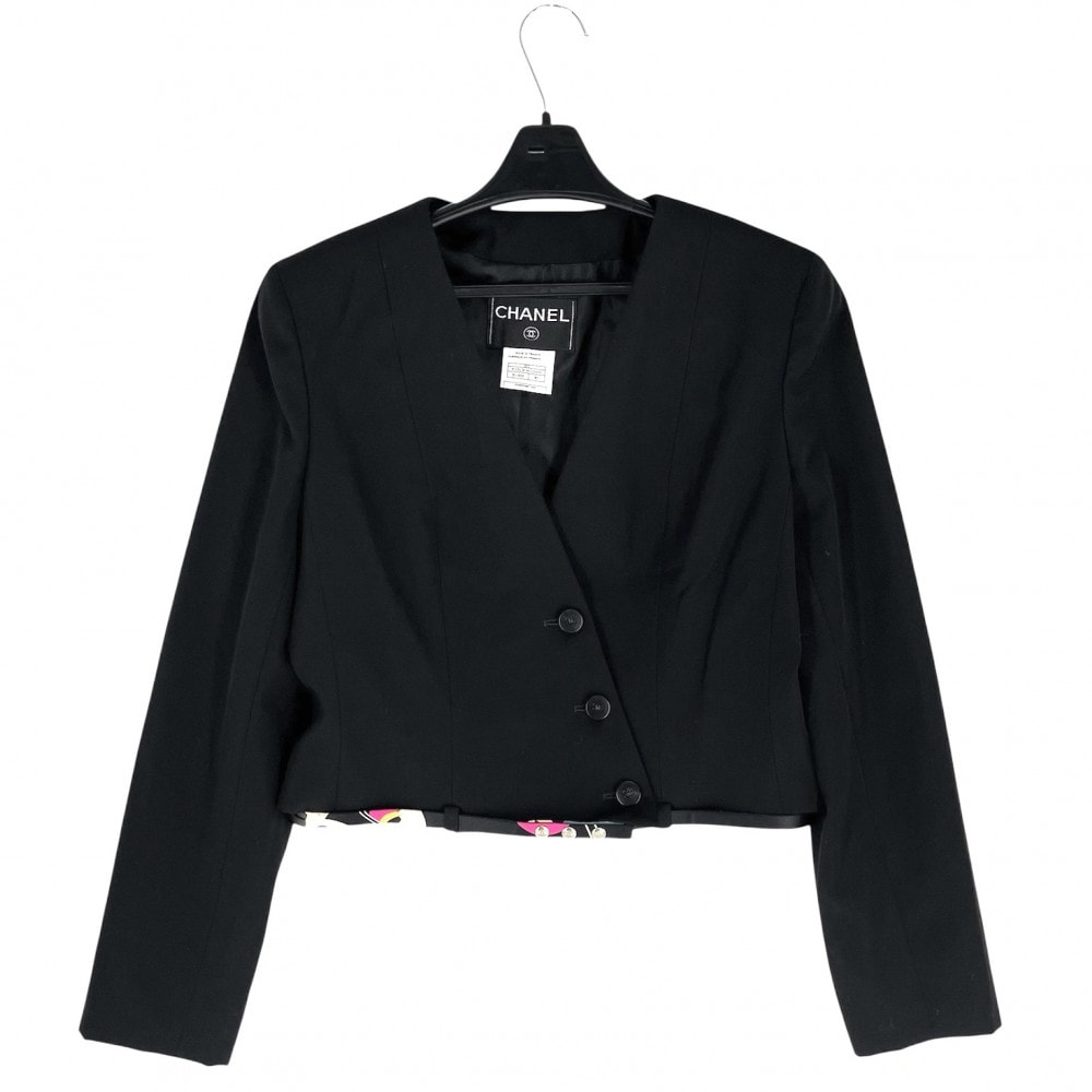 CHANEL シャネル ジャケット ココマーク ココボタン アウター ショート丈 アパレル 服 40 ブラック 黒 ウール レディース 秋 冬 美品【中古品】