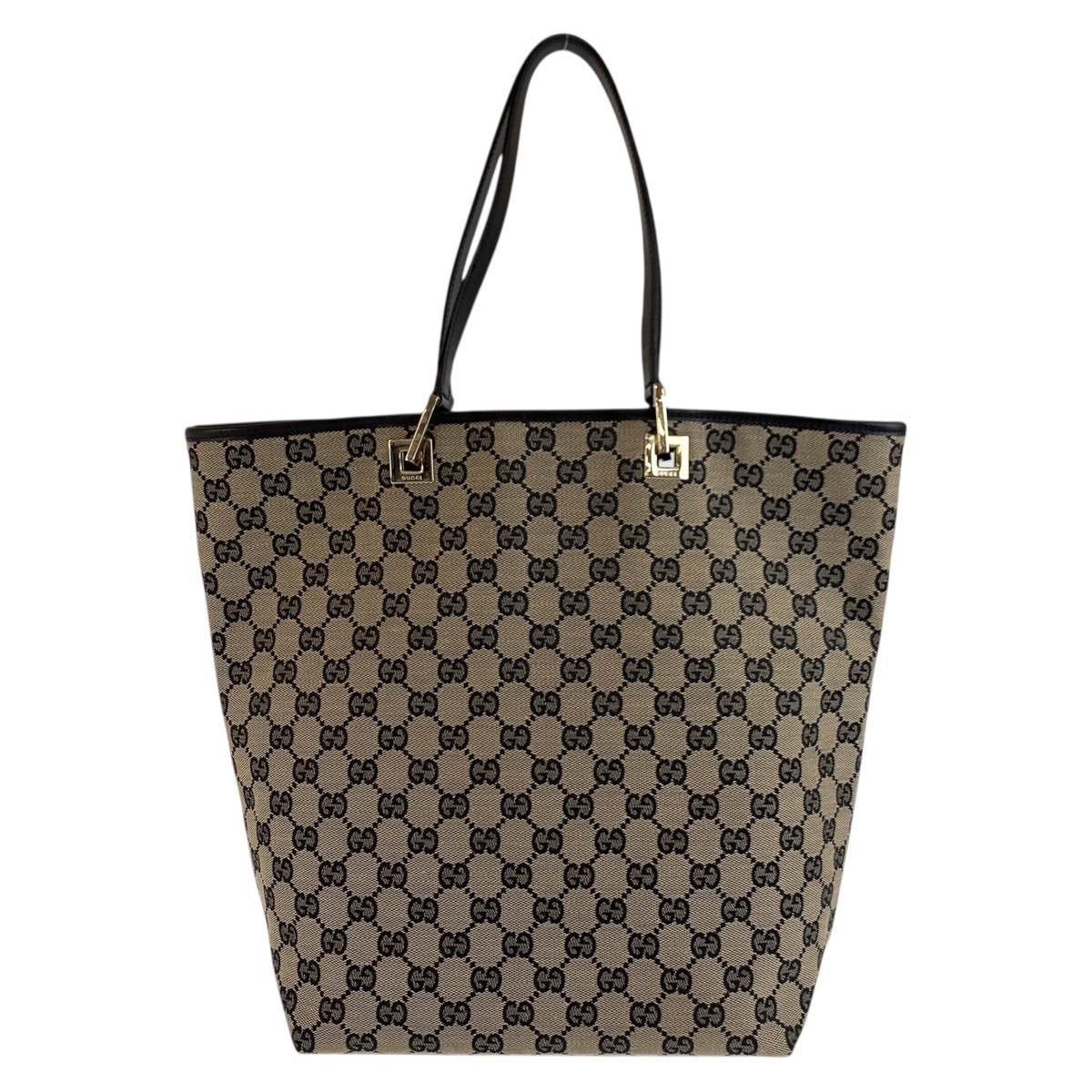 美品 GUCCI グッチ ブラック 黒 ゴールド金具 GGキャンバス レザー/ トートバッグ ショルダーバッグ 603277 【中古】