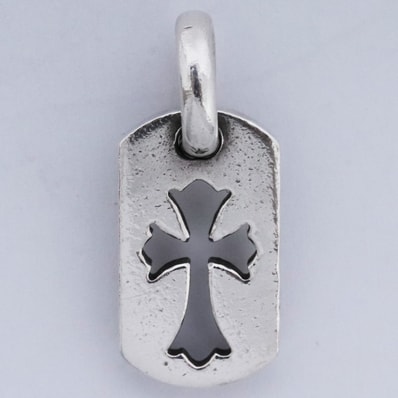 Chrome Hearts Tiny Cutout Cross Dog Tag Charm "Silver"