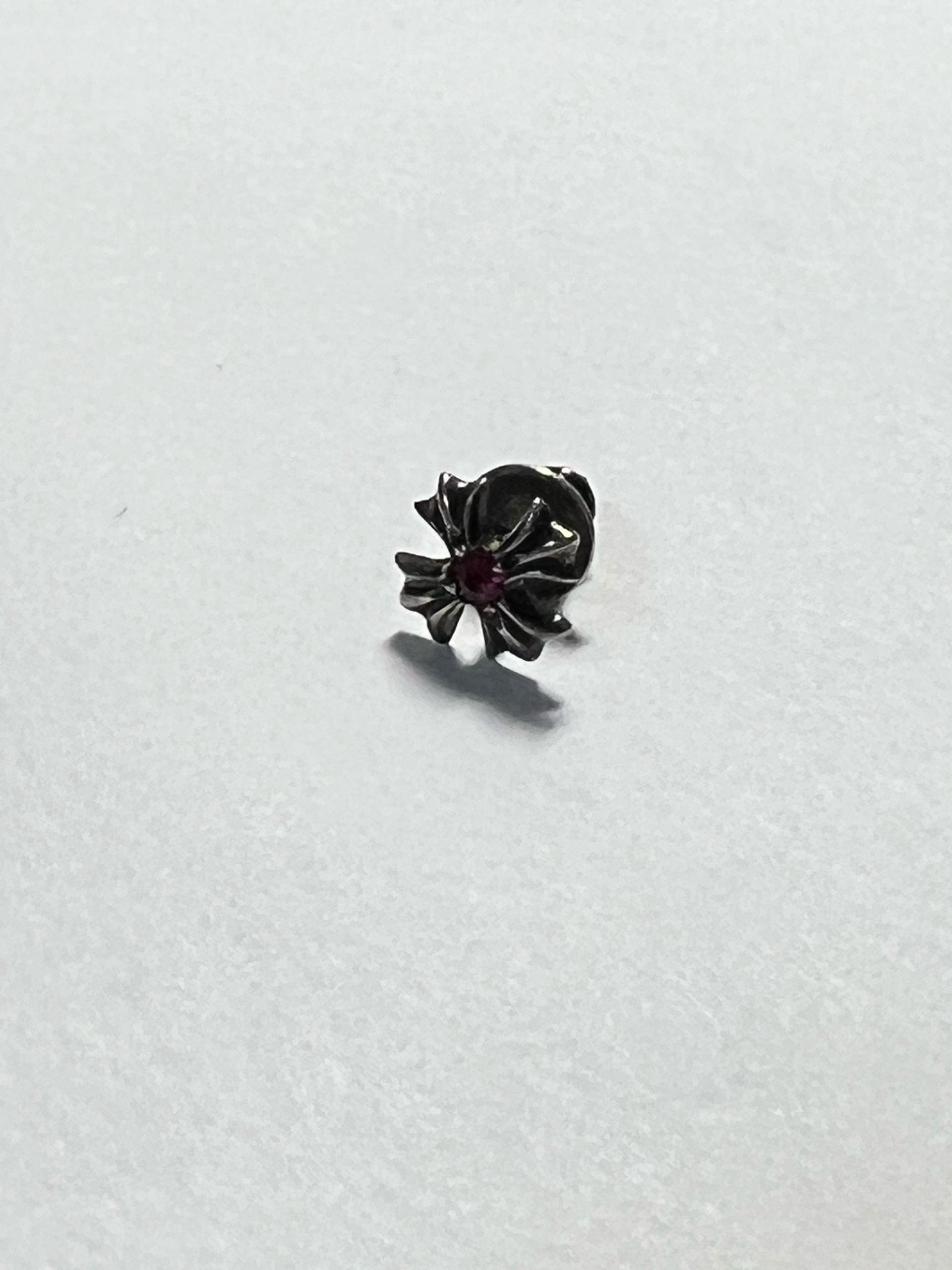 Chrome Hearts CH Plus Stud Earring with Ruby Silver 925 "Silver"