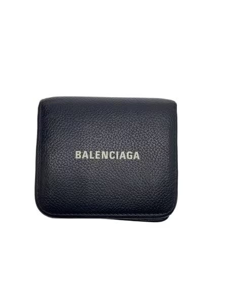 BALENCIAGA Cash Flap Coin and Card Holder Grained Calfskin "Black"