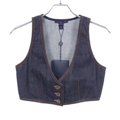 ルイ・ヴィトン LOUIS VUITTON デニム クロップド ベスト 衣料品 トップス コットン レディース ネイビー系 RW232W GM1 FPBL10 【中古】