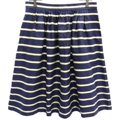POLO RALPH LAUREN ポロラルフローレン ボーダー ミディ丈 フレアスカート 6 ネイビー×ホワイト