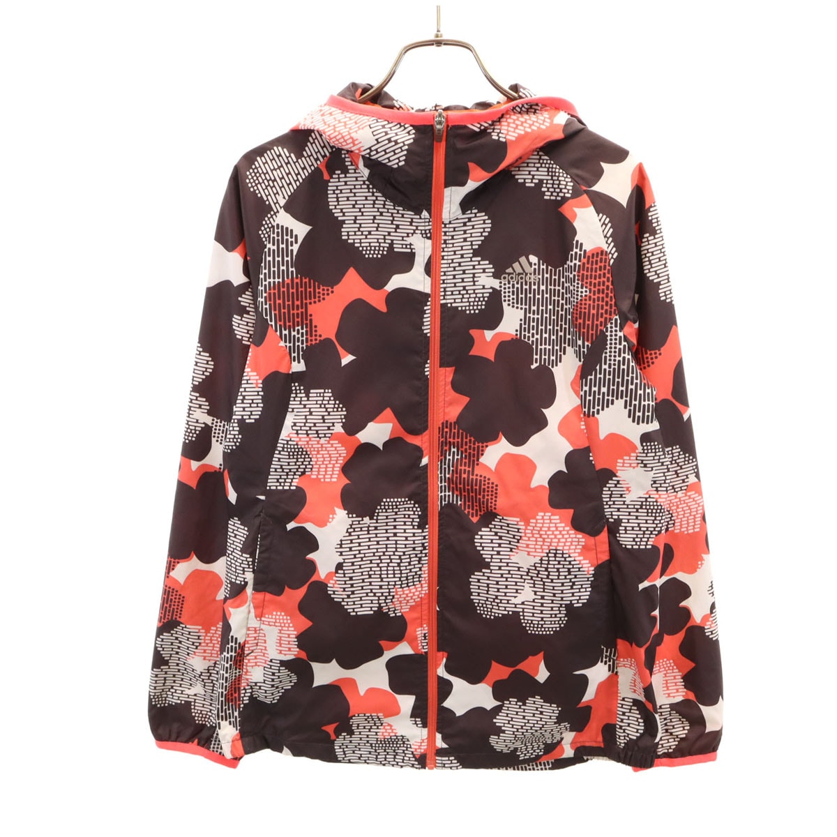 adidas アディダス 総柄 ウインドブレーカー M ブラウン 裏メッシュ ジャケット