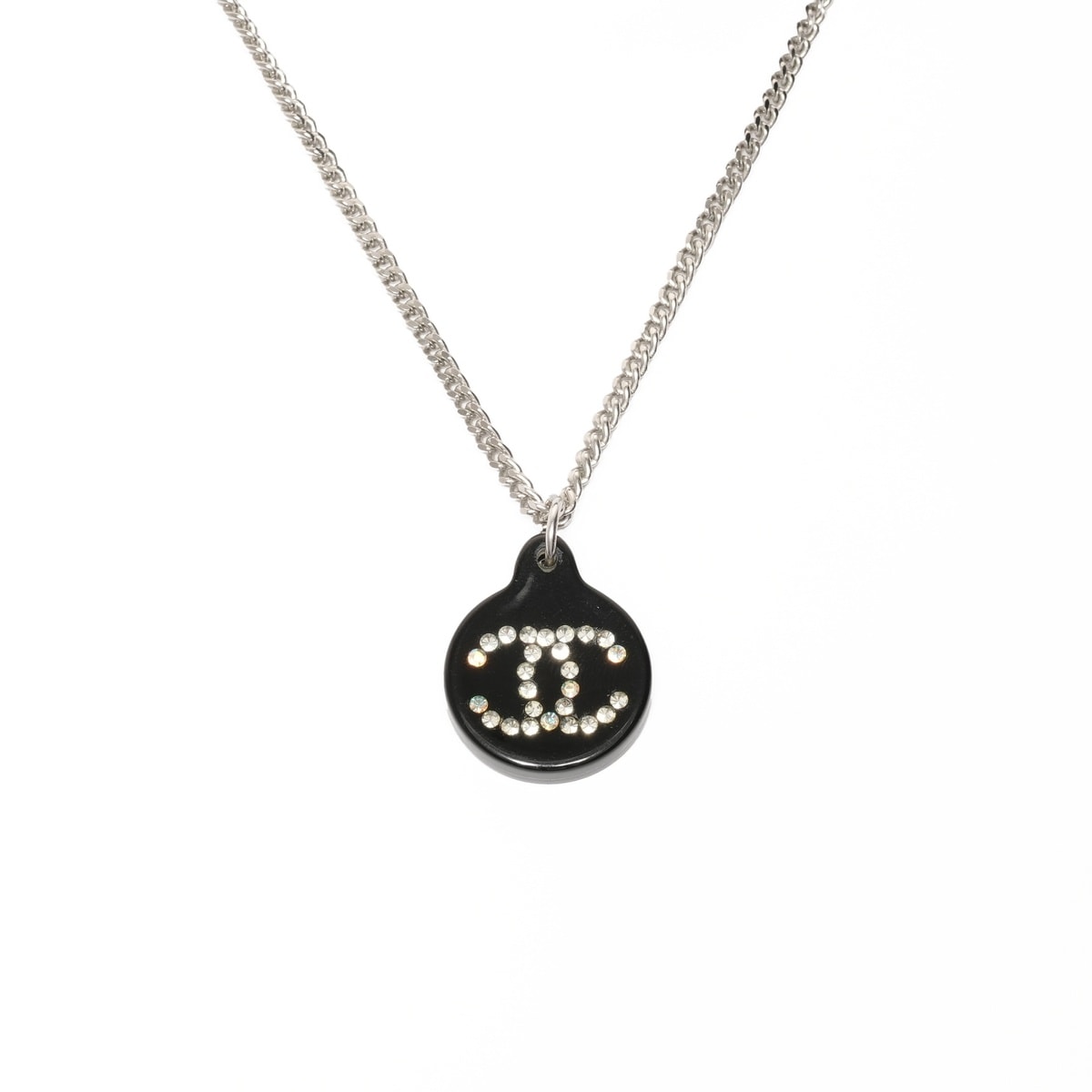 シャネル CHANEL 03A 2003 ココマーク 黒 サークル ラインストーン ネックレス【中古】