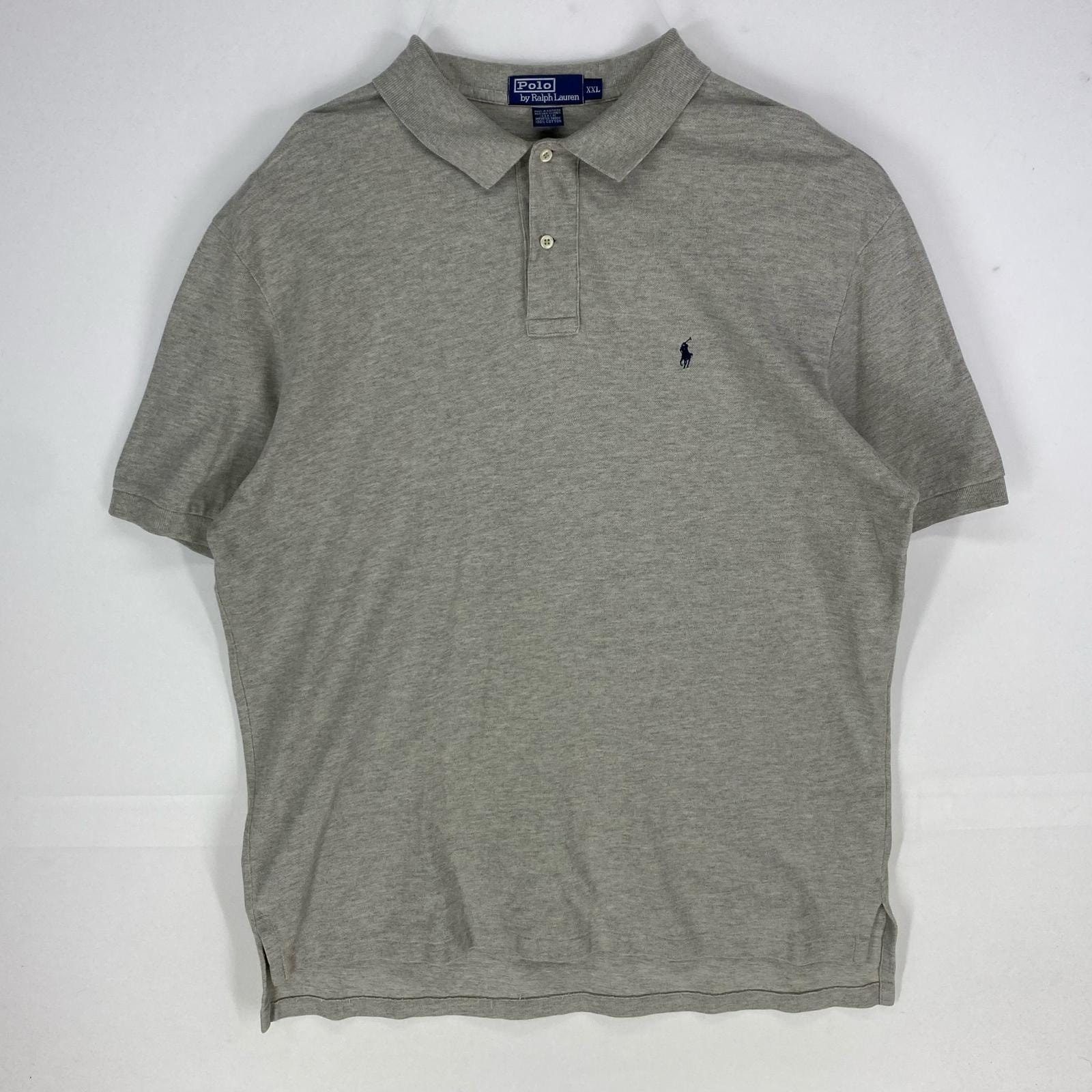 古着 ポロバイラルフローレン Polo by Ralph Lauren 鹿の子 半袖シャツ ワンポイント ロゴ刺繍 ポロシャツ 2XL  グレー系 メンズ